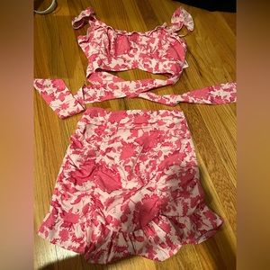Pink Two Piece Skirt Set